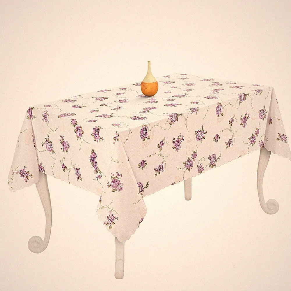 Polyester Tischdecke Tafeltuch Tischtuch Stoff Eckig Rund Oval Weiß Blumen ANRO