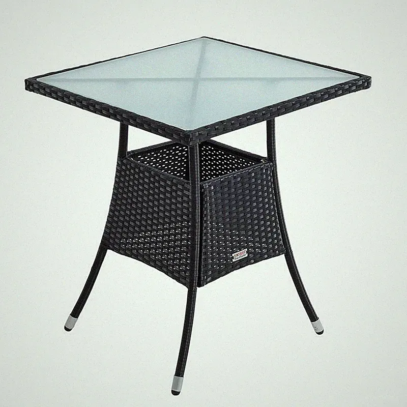 Polyrattan Balkontisch Rattan Tisch Beistelltisch Gartentisch 57 cm Schwarz