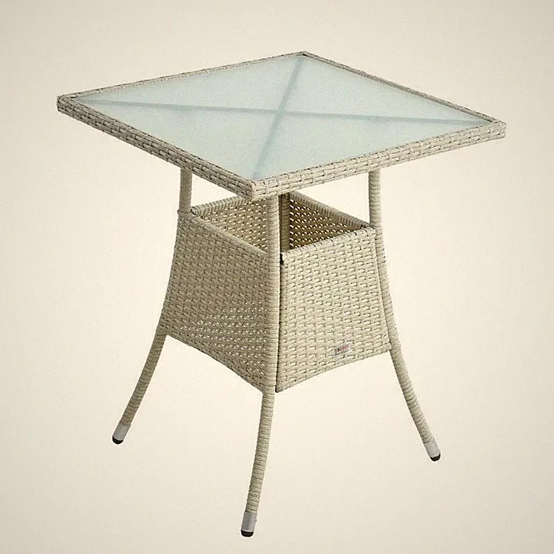 Polyrattan Balkontisch Rattan Tisch Beistelltisch Gartentisch 60 cm Beige