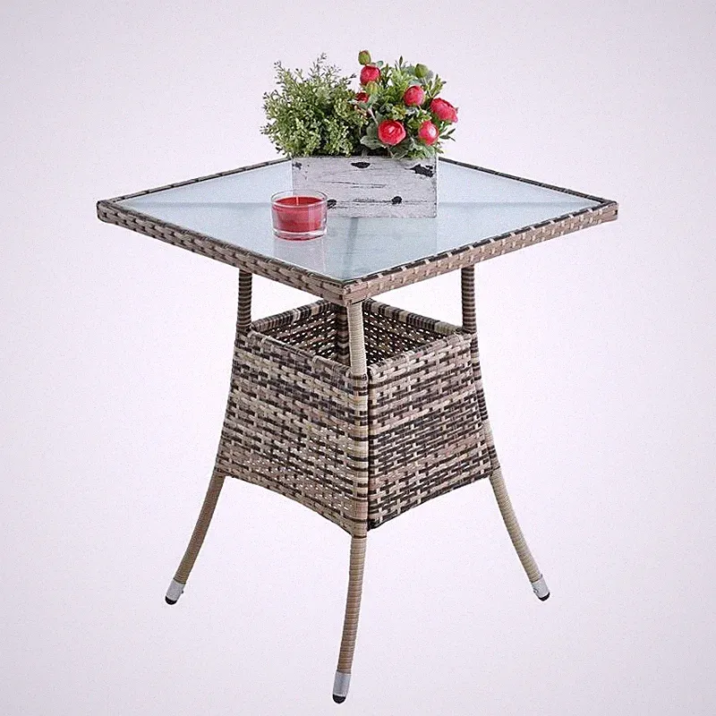 Polyrattan Beistelltisch Gartentisch 57 cm Rattan Tisch Balkontisch Gartenmöbel