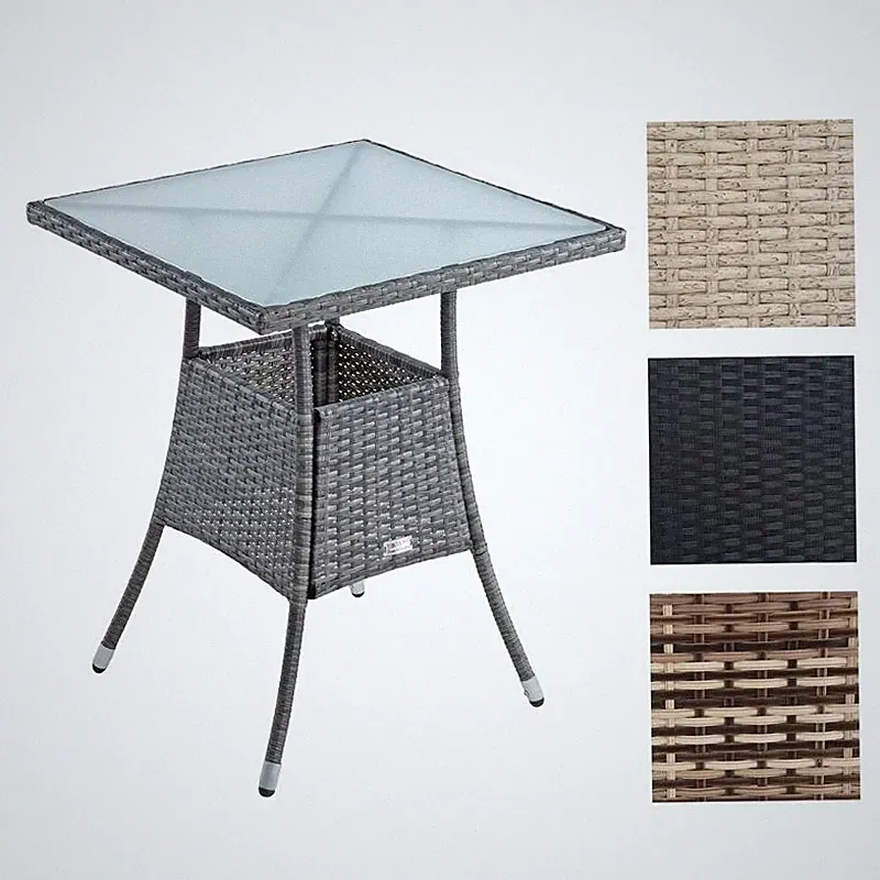 Polyrattan Beistelltisch Gartentisch 57 cm Rattan Tisch Balkontisch Gartenmöbel