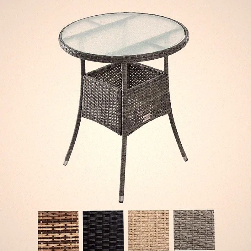 Polyrattan Beistelltisch Gartentisch Rattan Tisch Balkontisch Gartenmöbel Rund