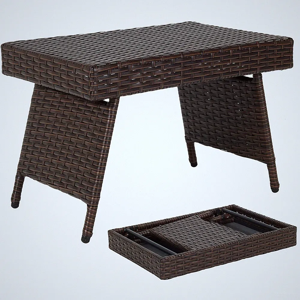 Polyrattan Beistelltisch klappbar Gartentisch klein Rattantisch Bistrotisch