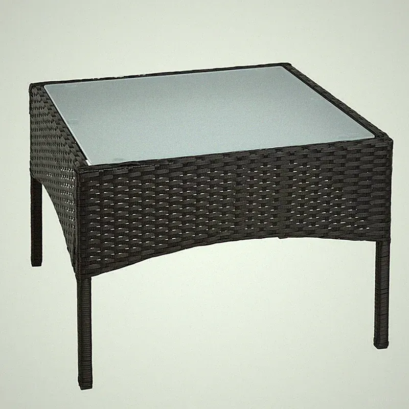 Polyrattan Beistelltisch Rattan Tisch Gartentisch Balkontisch Garten Möbel Glas