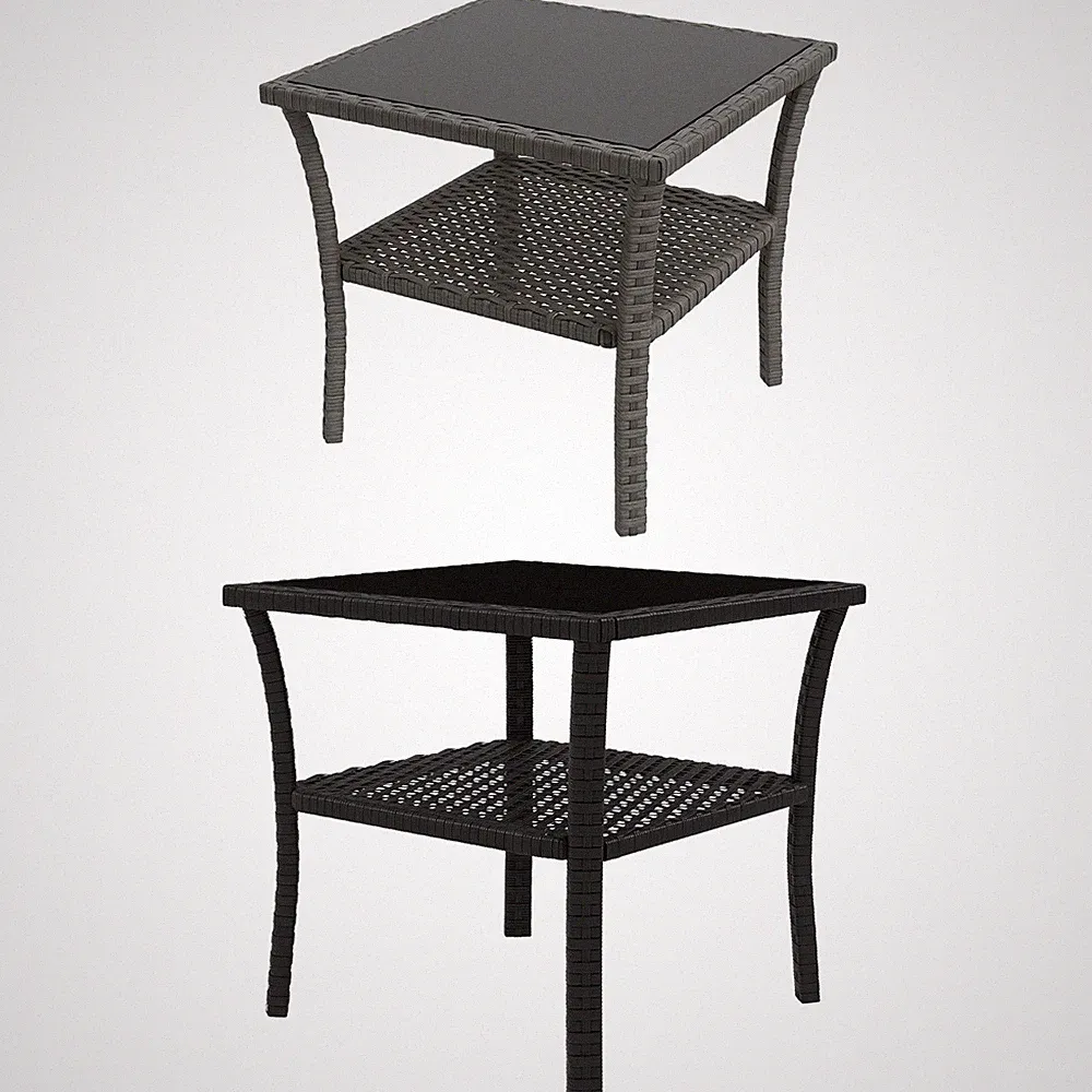 Polyrattan Gartentisch, 50 x 50 x 45cm, wetterfest Beistelltisch für 4 Personen