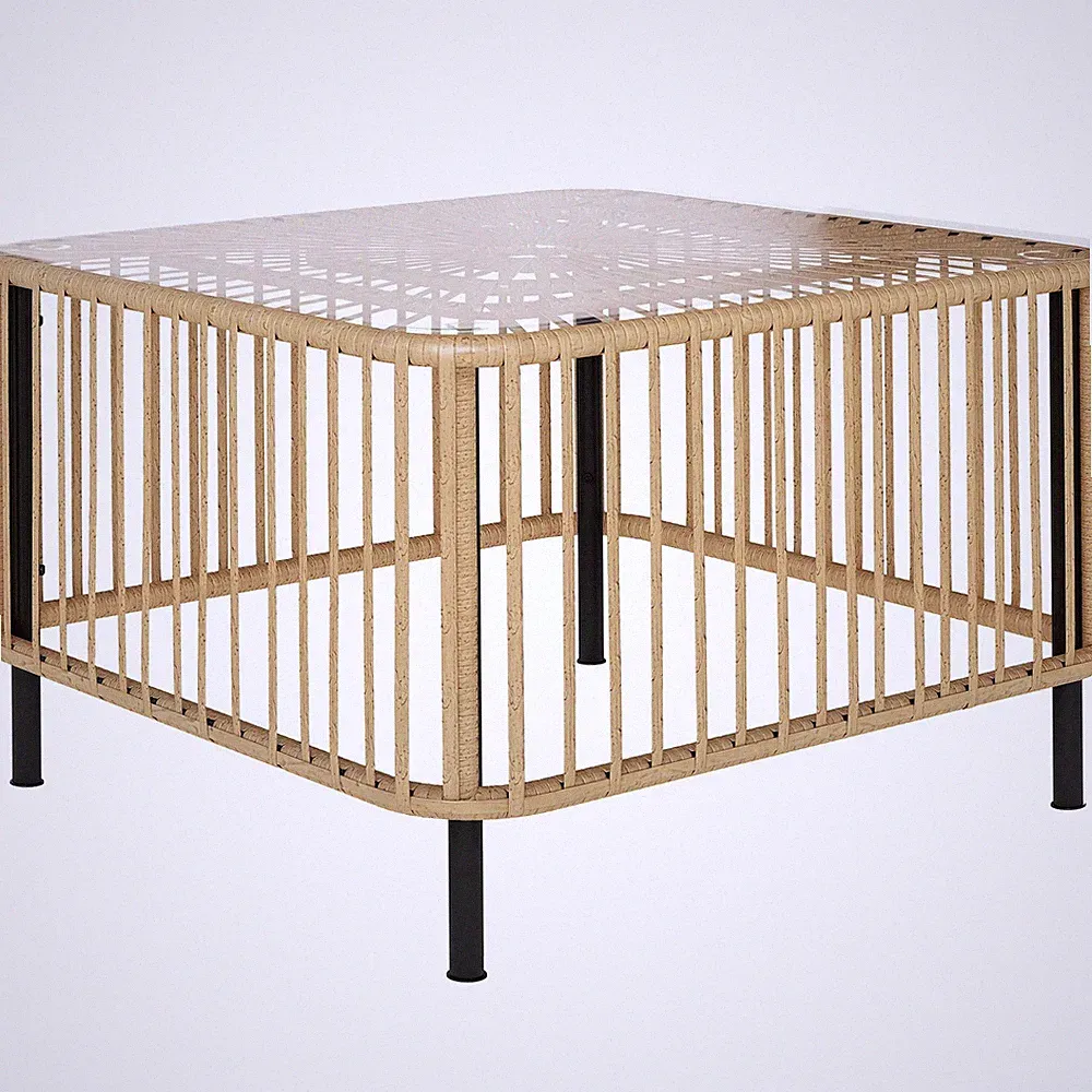 Polyrattan Gartentisch, 65 x 65 x 43 cm, wetterfest Beistelltisch quadrarisch