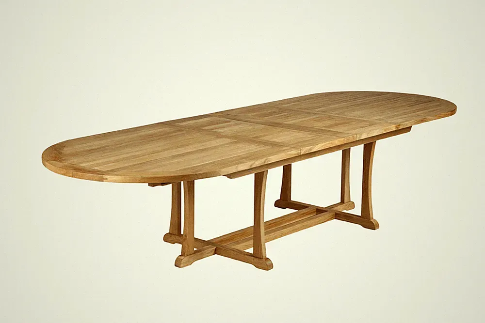 Premium Teak Ausziehtisch oval Tisch Gartentisch Teakmöbel ausziehbar 180-240cm