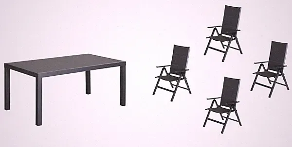 Primaster Garten-Essgruppe Fano 4 Personen mit ausziehbarem Tisch und klappbaren