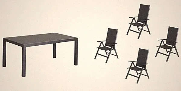 Primaster Garten-Essgruppe Fano 4 Personen mit ausziehbarem Tisch und klappbaren