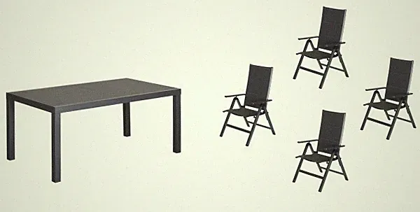 Primaster Garten-Essgruppe Fano 4 Personen mit ausziehbarem Tisch und klappbaren