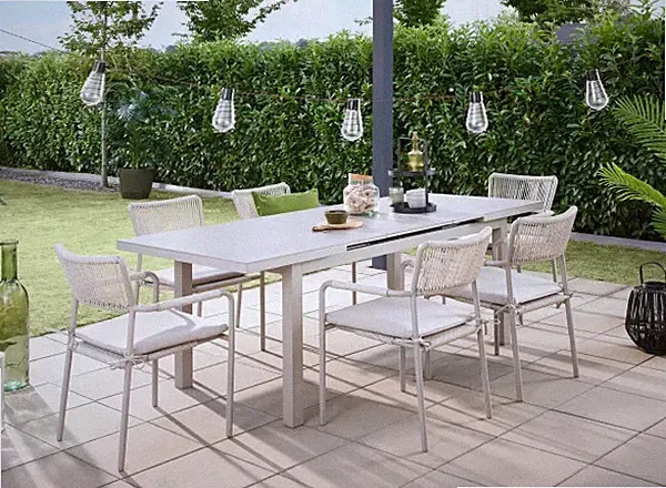 Primaster Garten-Essgruppe Rhodos mit ausziehbarem Tisch Sitzgruppe Gartenmöbel