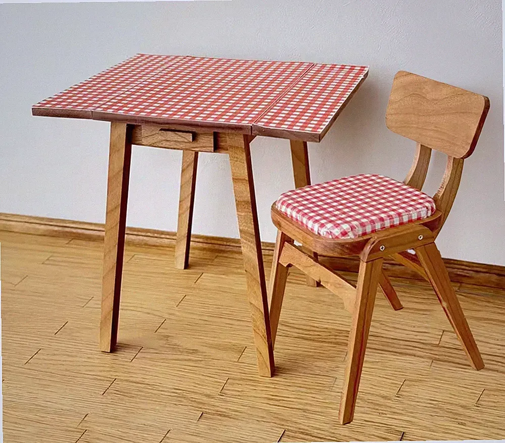 Puppenhaus Klapptisch und Stuhl Set Miniatur Möbel Essgruppe 1:6 1:12