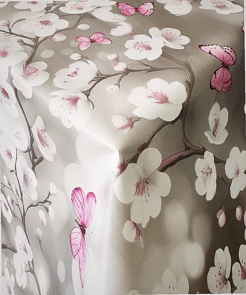 PVC Tischdecke KAYA Blüten grau rosa Wachstuch abwaschbar • Breite&Länge wählbar