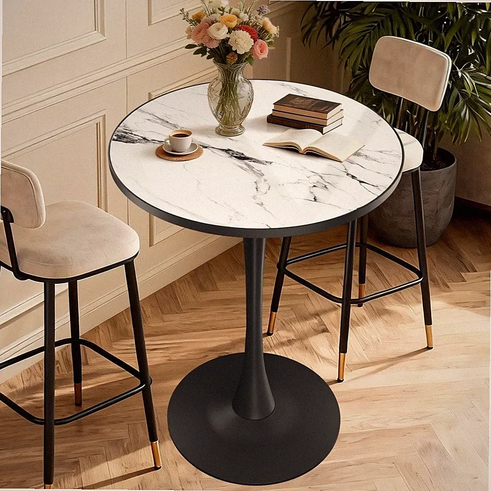 Robuster Balkontisch Gartentisch Kaffeetisch Stehtisch Bartisch Al-Rahmen Stein