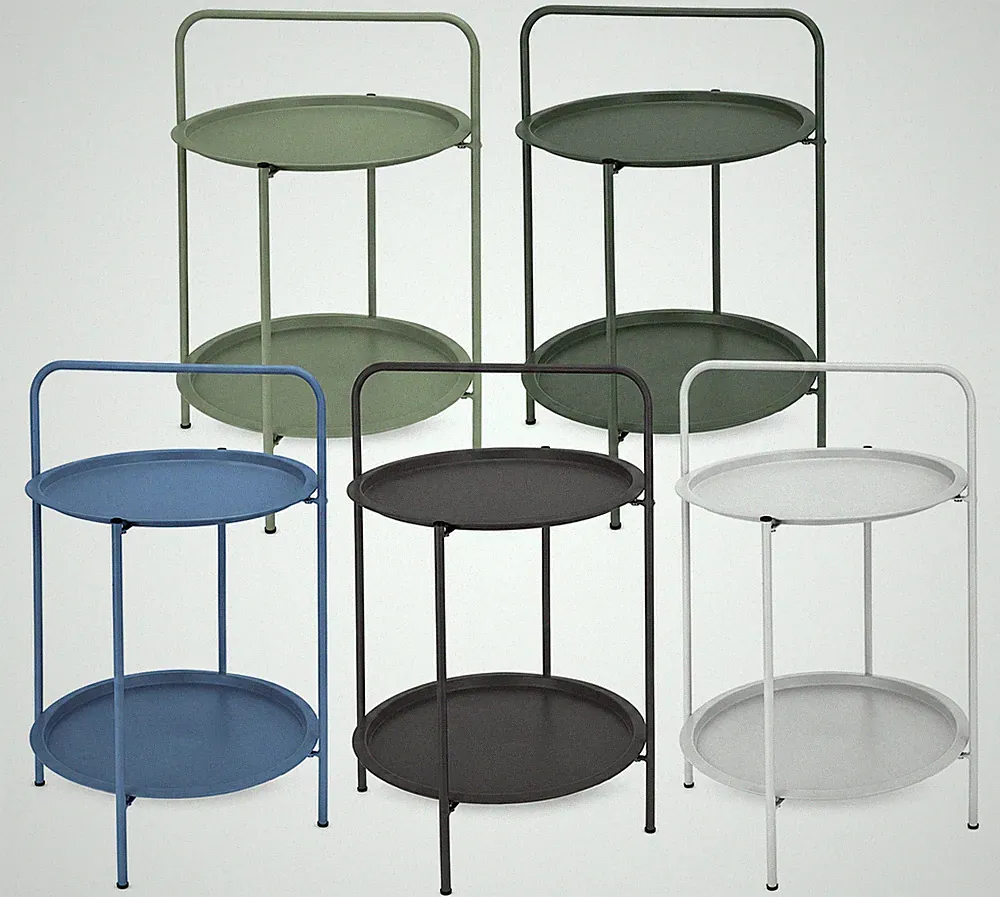 Runder 2-stufiger Metall-Beistelltisch Tablett Aufbewahrung Ständer mit Griff 50 cm x 66 cm UK Zuhause