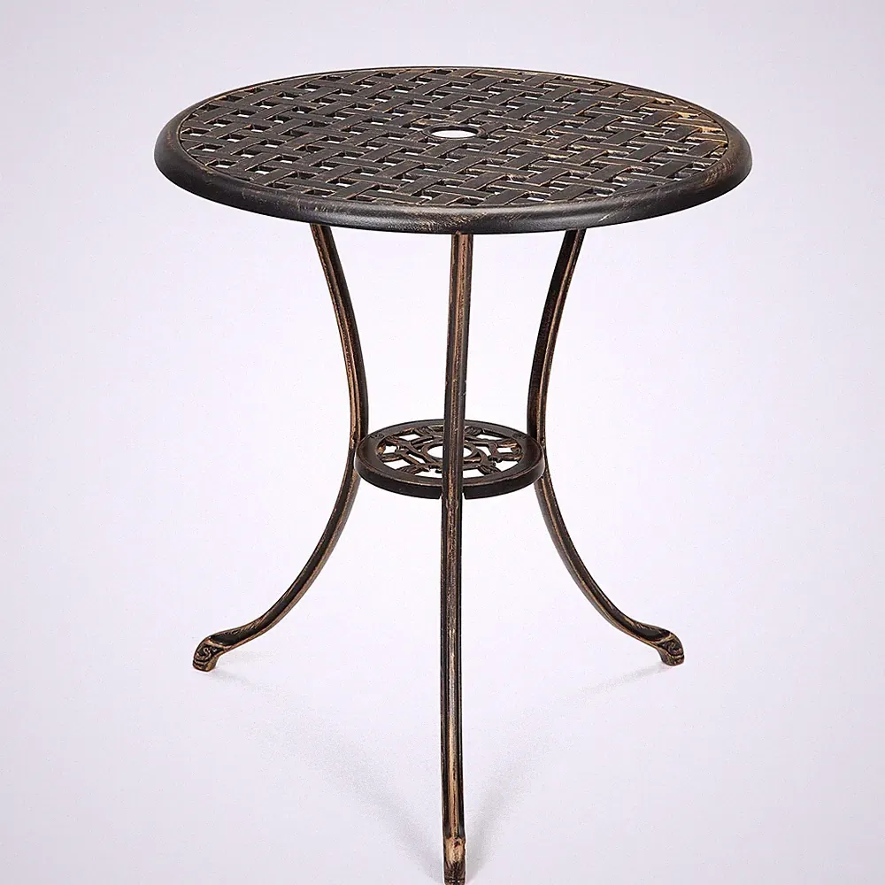 Runder Gartentisch Ø 60 cm aus Aluminium, Metalltisch Gartentisch Balkontisch