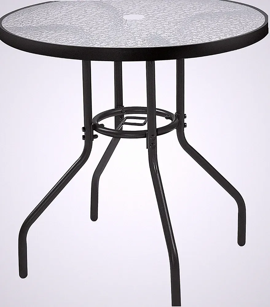 runder klappbarer Terrassen-Couchtisch, 70 cm Durchmesser X 73 cm H, schwarz | Outdoor Faltga