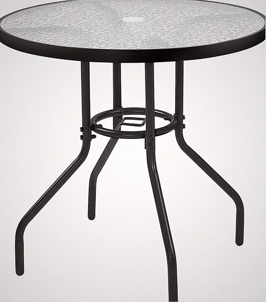 runder klappbarer Terrassen-Couchtisch, 70 cm Durchmesser X 73 cm H, schwarz | Outdoor Faltga