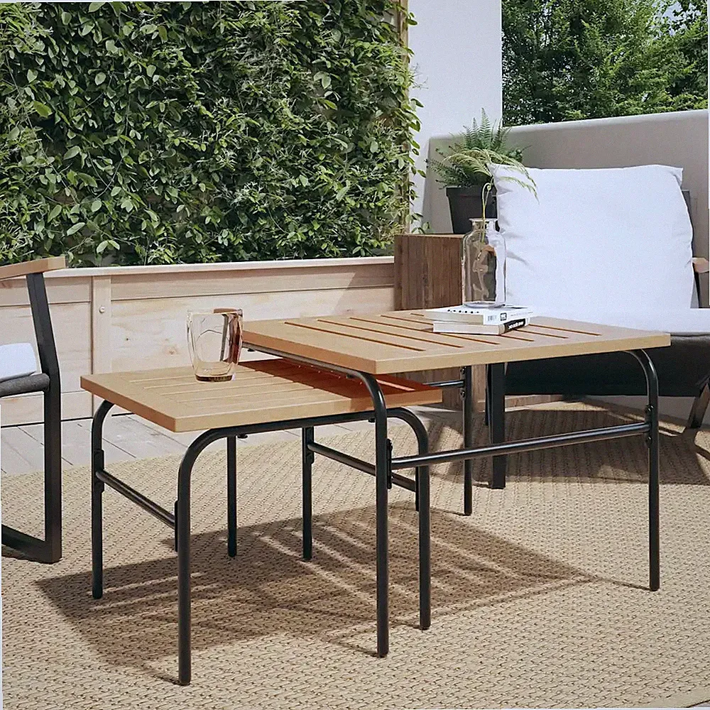Satz Couchtische braun & schwarz pulverbeschichteter Stahl 55,5x55,5x41,5cm Set2tlg