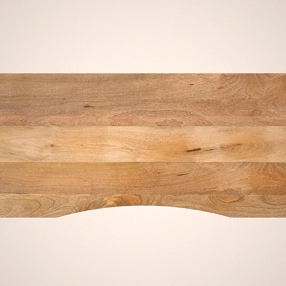 Schreibtischplatte mit Rundung 120x50x2,5 cm Massivholz rau Mango