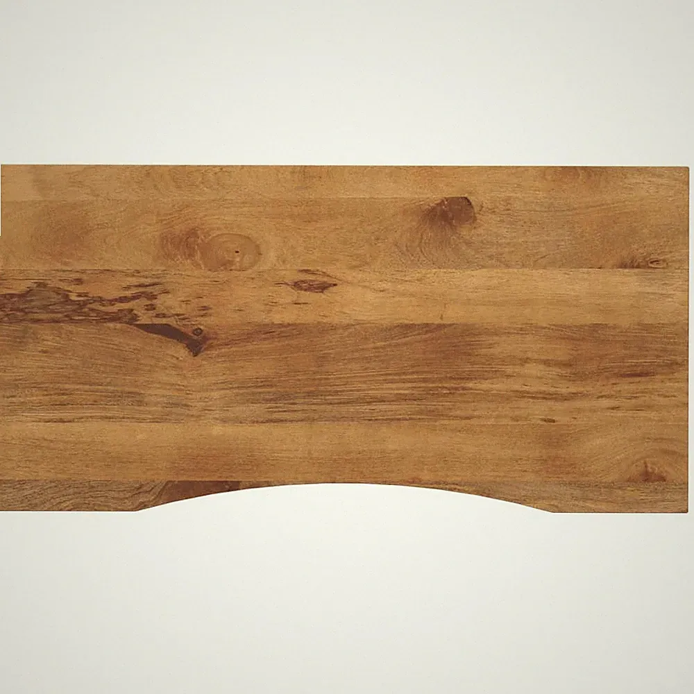 Schreibtischplatte mit Rundung 140x50x2,5 cm Massivholz rau Mango