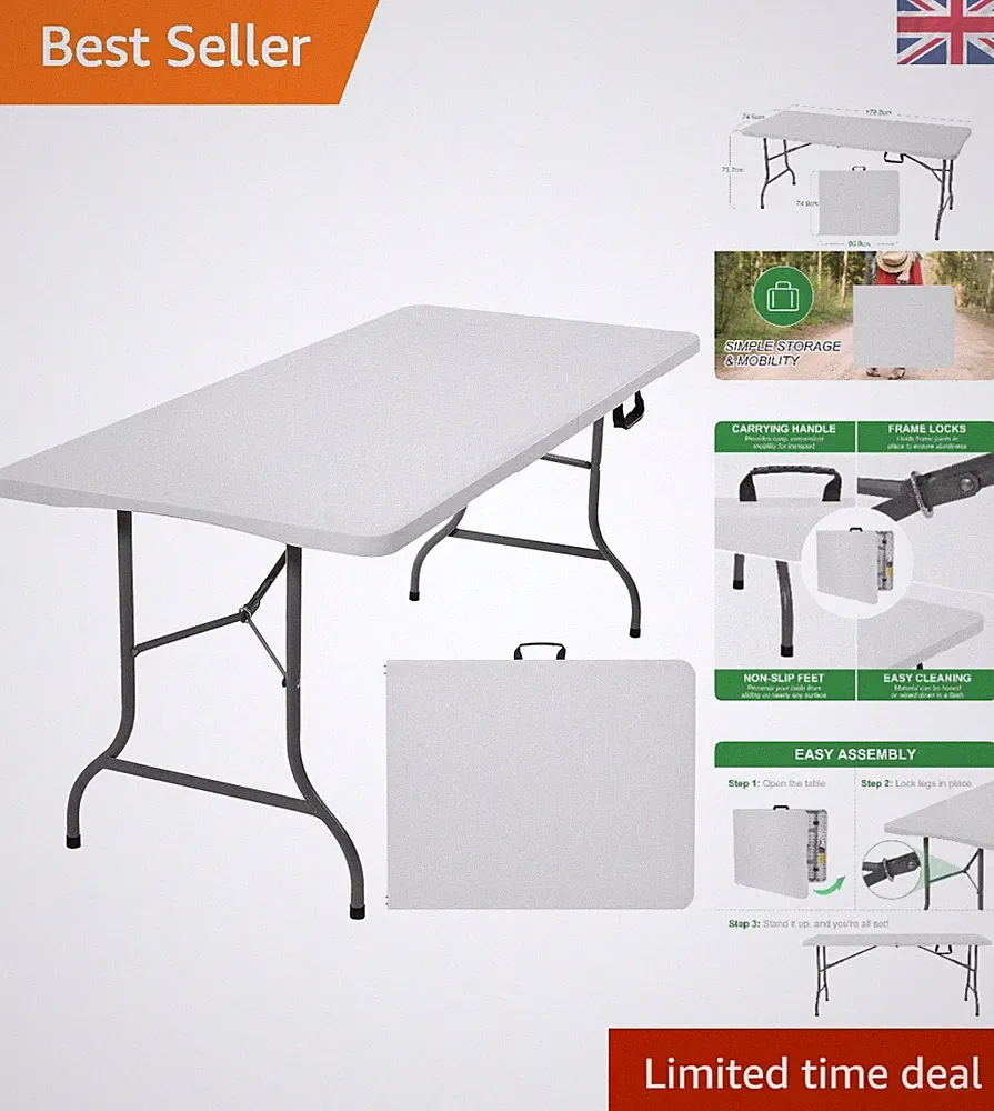 Schwerlast Kunststoff Klapptisch 6 Fuß 180 cm x 75 cm weiß Outdoor Picknick Garten