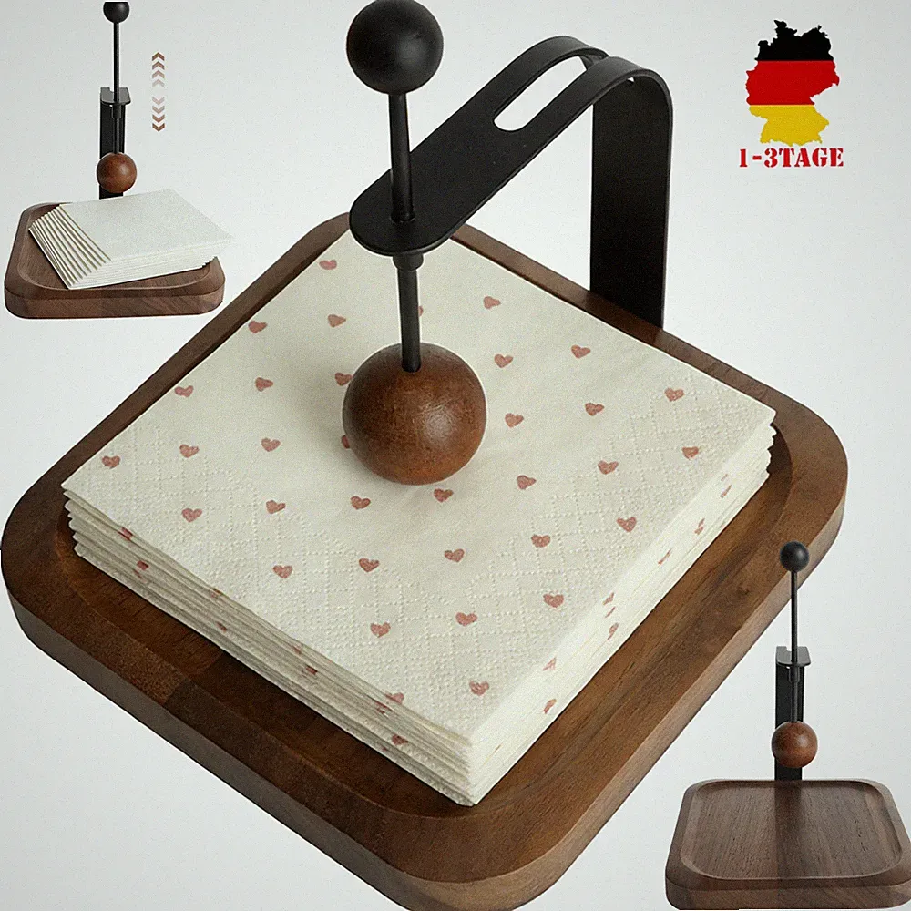 Serviettenhalter aus Holz,Tischserviettenspender mit Beschwerer für Tisch,Küche