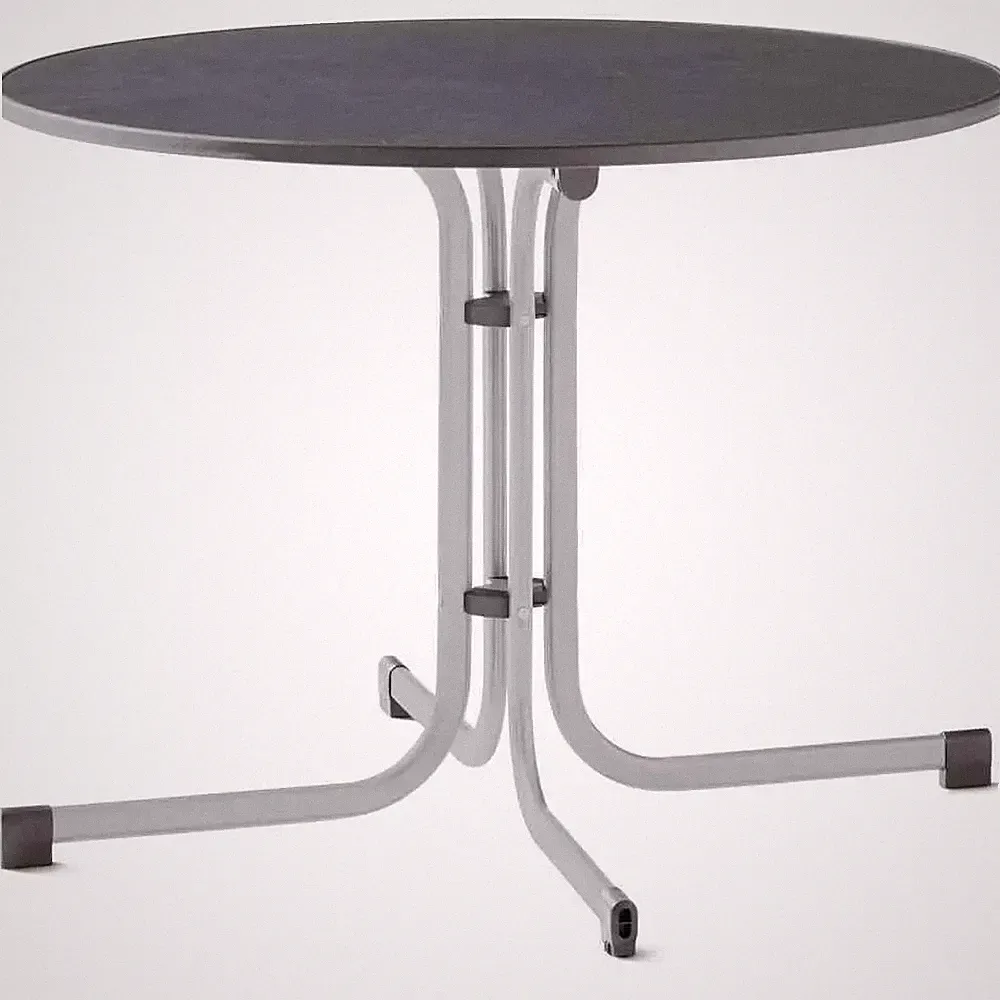 SIEGER Boulevard-Klapptisch, Ø 100cm, graphit Stahrohrgestell, Mecalit-Pro