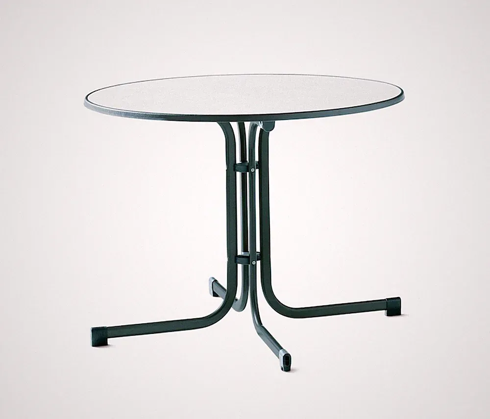 Sieger Gartentisch klappbar Klapptisch Mecalit-PRO rund Ø 100 cm Mamor weiß grün