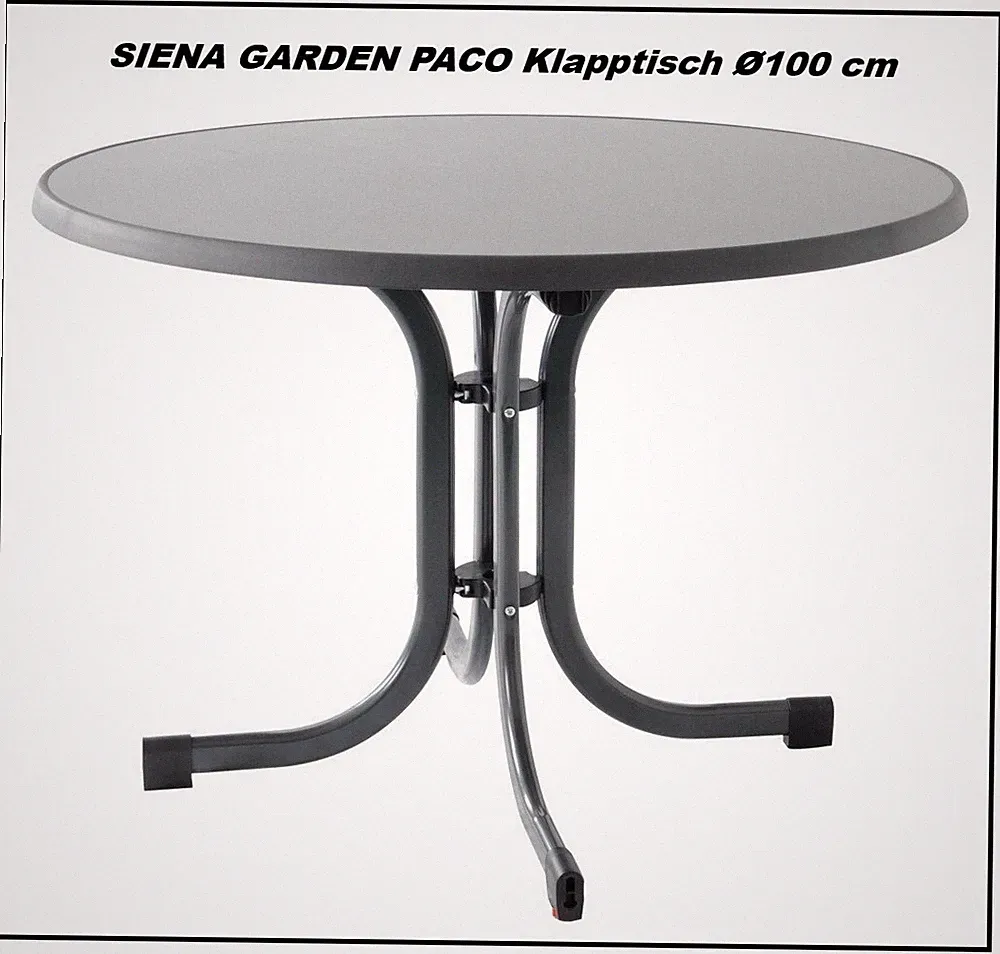 SIENA GARDEN PACO Klapptisch Ø100 cm Melamin Schiefer Antik Anthrazit NEU