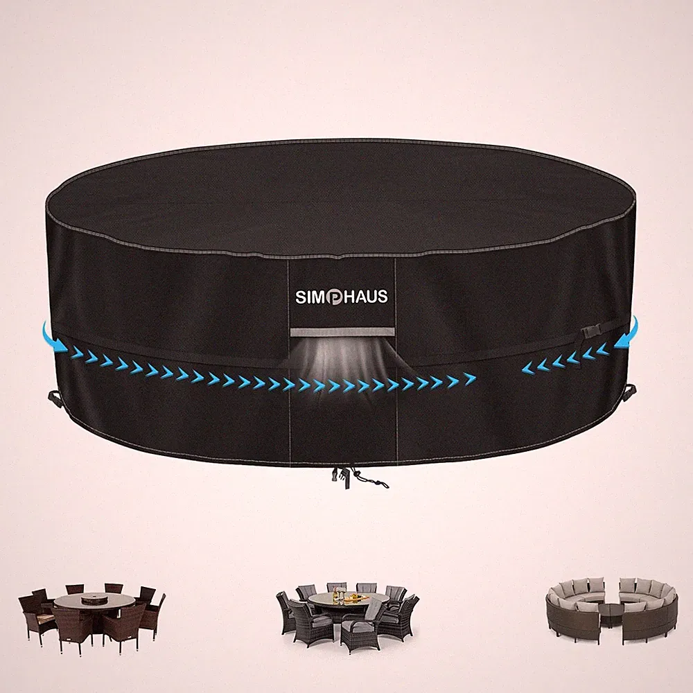 SIMPHAUS Gartentischhussen Wasserdicht Rund Thermo Whirlpool Abdeckung