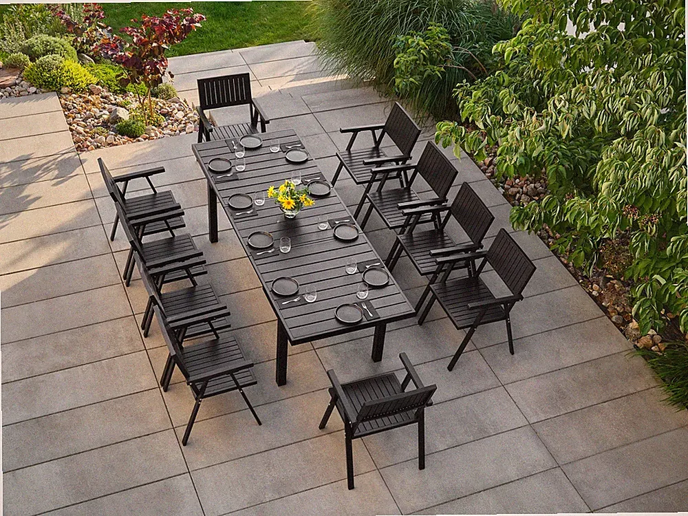 Sitzgruppe 10 Personen Aluminium Gartenmöbel Tisch Stühle Terrasse Stuhl 180/240
