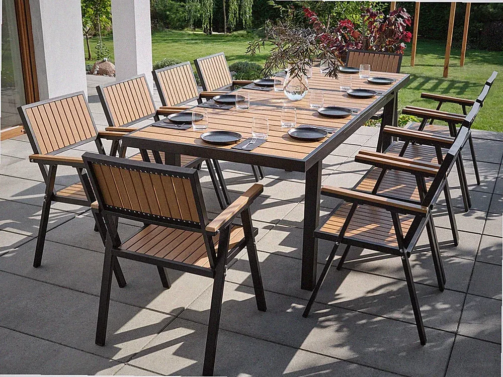Sitzgruppe 10 Personen Aluminium Gartenmöbel Tisch Stühle Terrasse Stuhl 180/240