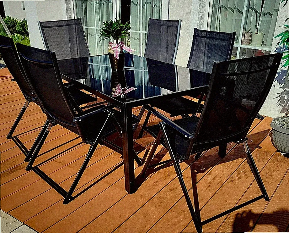 Sitzgruppe POETTO 6 Personen Aluminium Gartenmöbel Tisch Stühle Terrasse Stuhl
