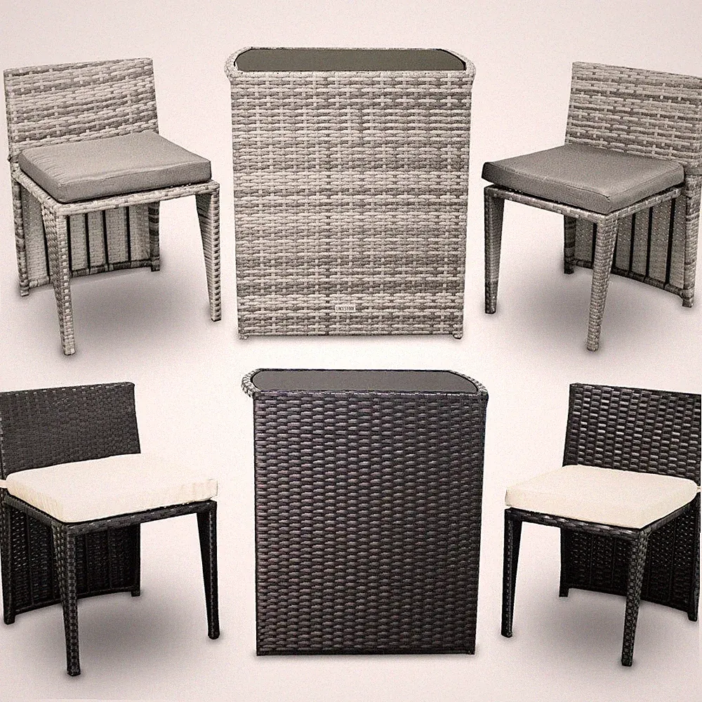 Sitzgruppe Terrassenmöbel Balkonmöbel für Garten Rattan Lounge 3tlg LACESTONE