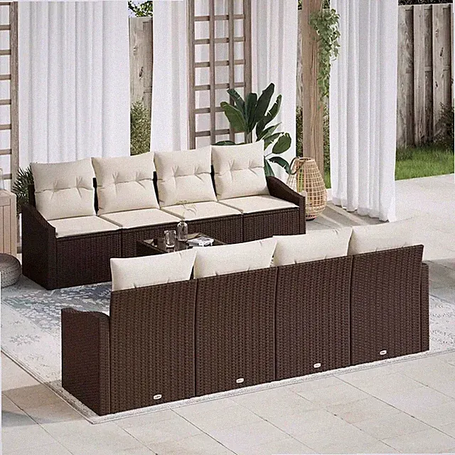 Sofa Set mit Kissen mit Speicher 7 stk. Poly-Rattan gartenmöbel vidaXL