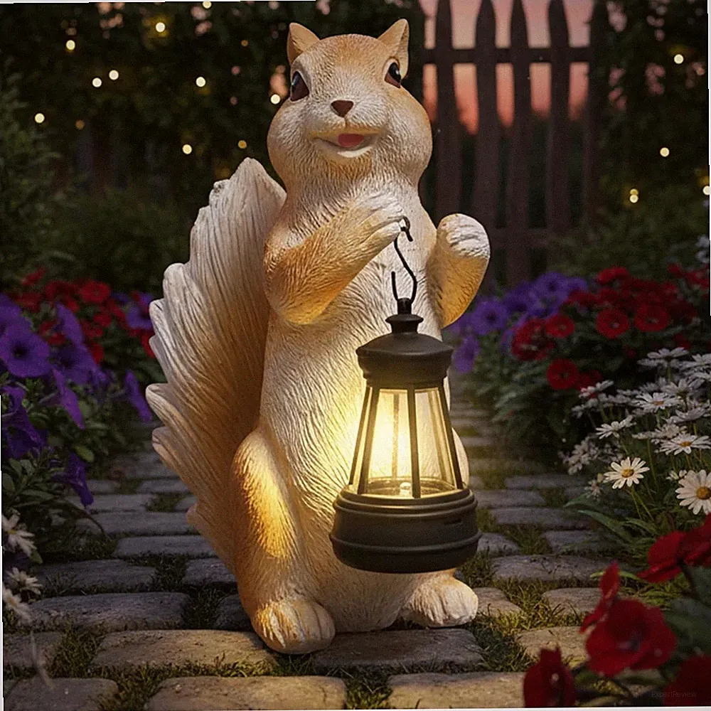 Solar Eichhörnchen Gartendeko wetterfest Art Deco Figuren für Außen Balkon Ga...