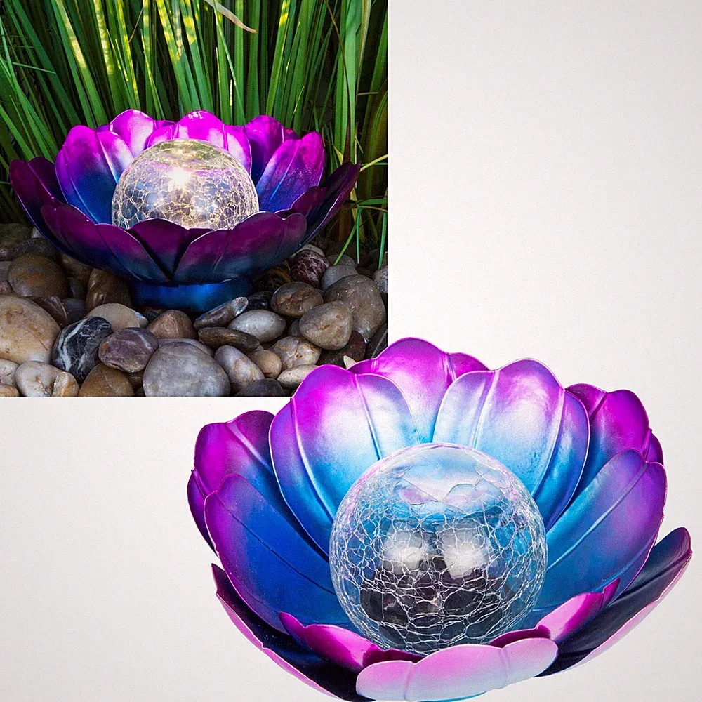 Solar Led Stand-Leuchte Lotus-Blüte für Tisch Rasen 25-26cm groß Seerose Pflanze