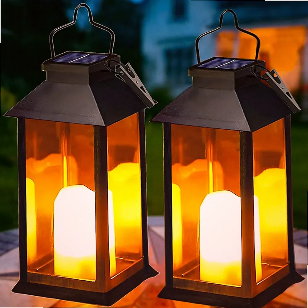 Solarlampen Garten Solarleuchten Außen Flammeneffekt 2 Stück wetterfest Dekor...