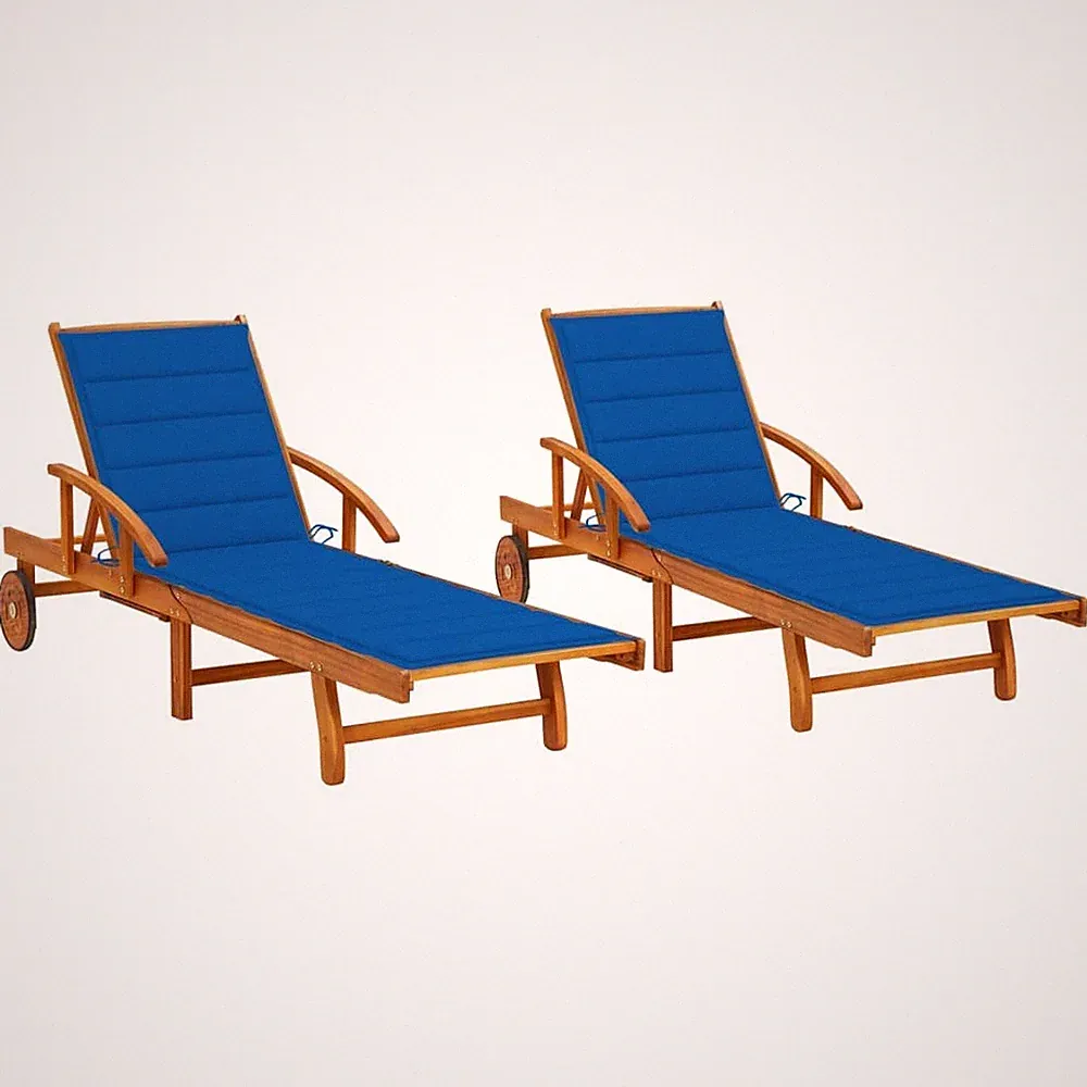 Sonnenliege mit Tisch Auflage Gartenliege Liegestuhl Massivholz Akazie vidaXL