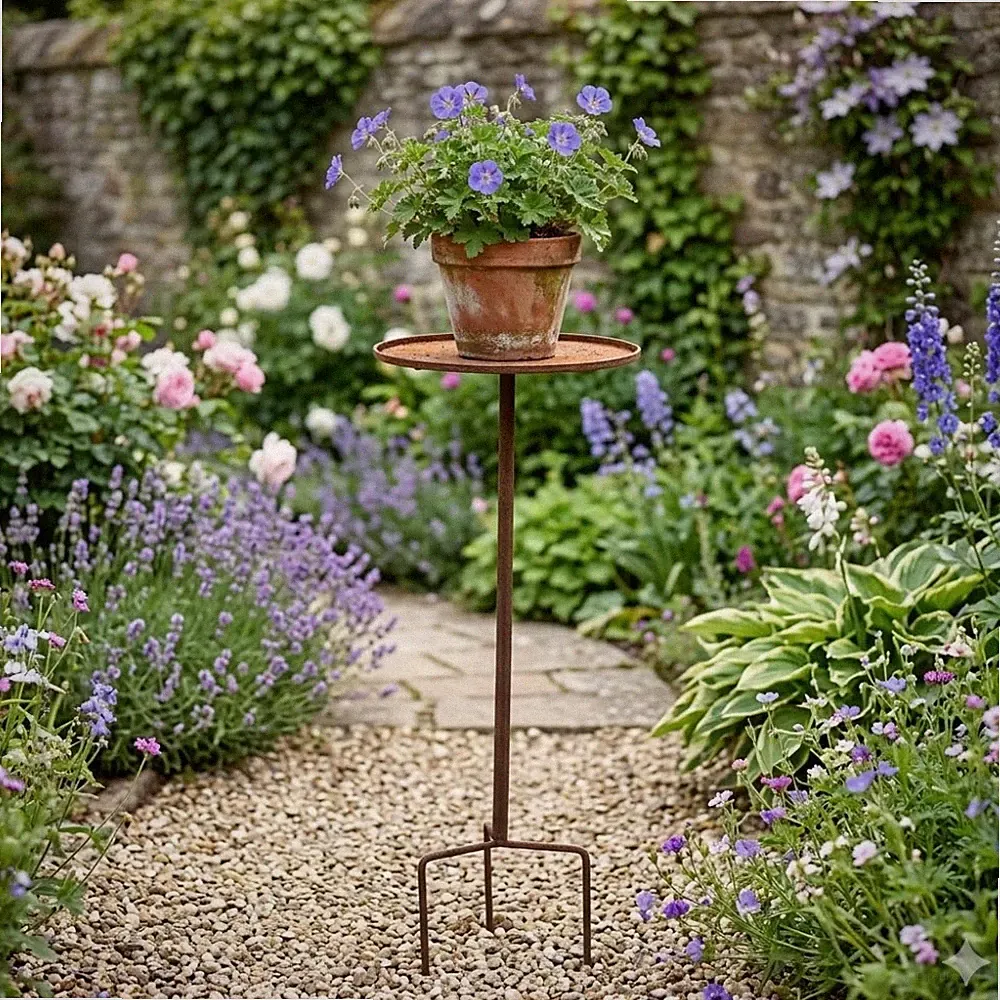 Steckbarer Gartentisch in rustikaler Rostoptik