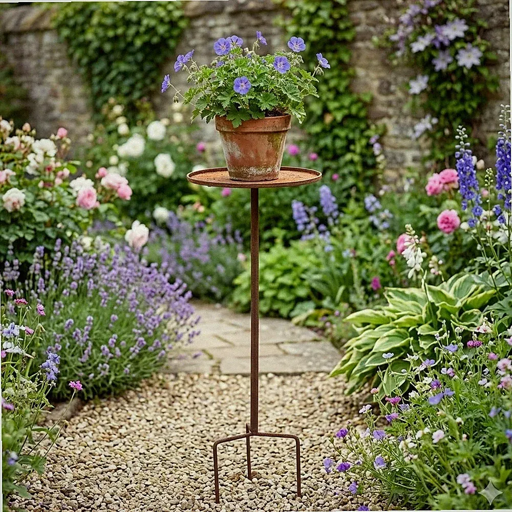 Steckbarer Gartentisch in rustikaler Rostoptik