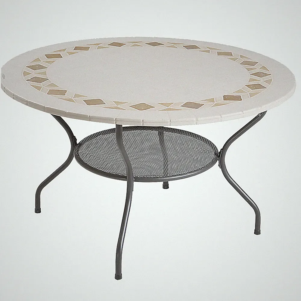 Steintisch Balkontisch Terrassentisch Mosaiktisch Beistelltisch Handarbeit 125cm