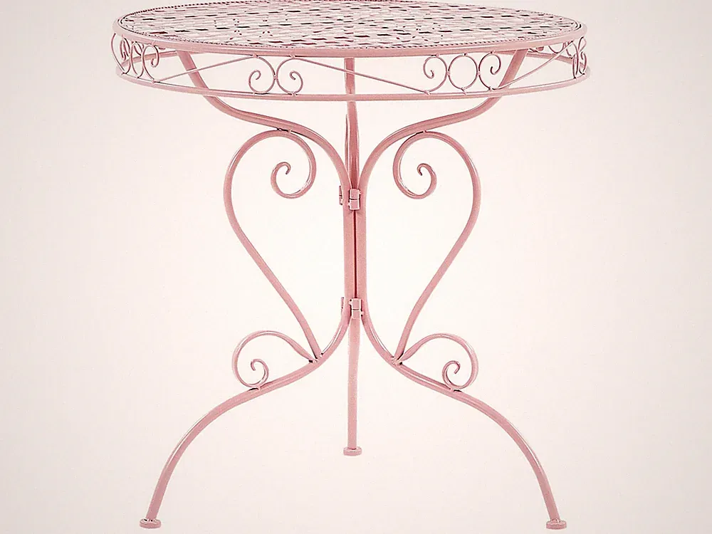 Stilvoller Gartentisch Metall rosa rund 70 cm Albinia