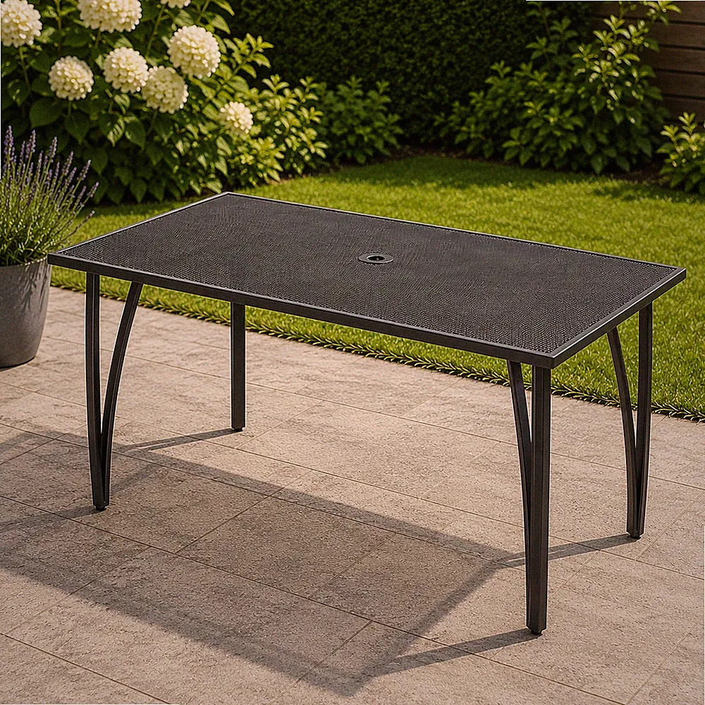 Streckmetalltisch Gartentisch Tisch Gartentisch Sonnenschirm 150x90x72cm