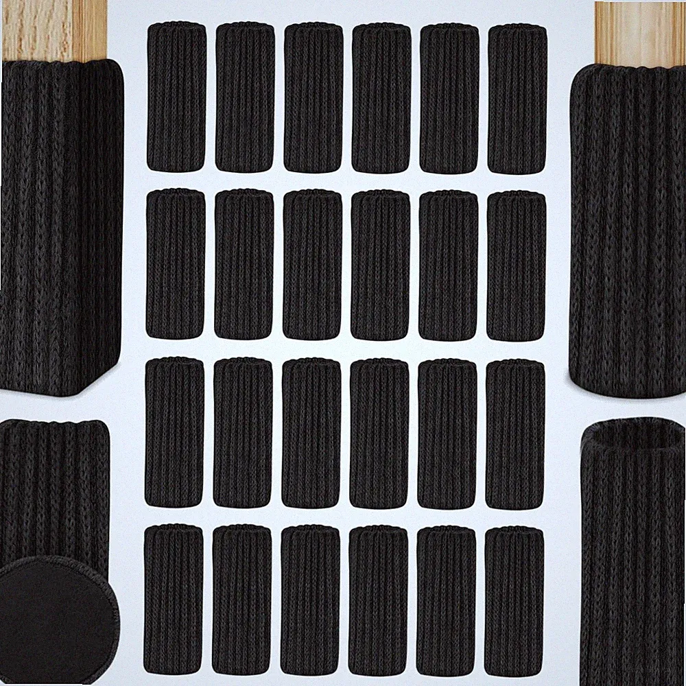 Stuhlsocken, 24 StückElastisch Möbelsocken Gestrickte, Filz Stuhlbeinkappen,...