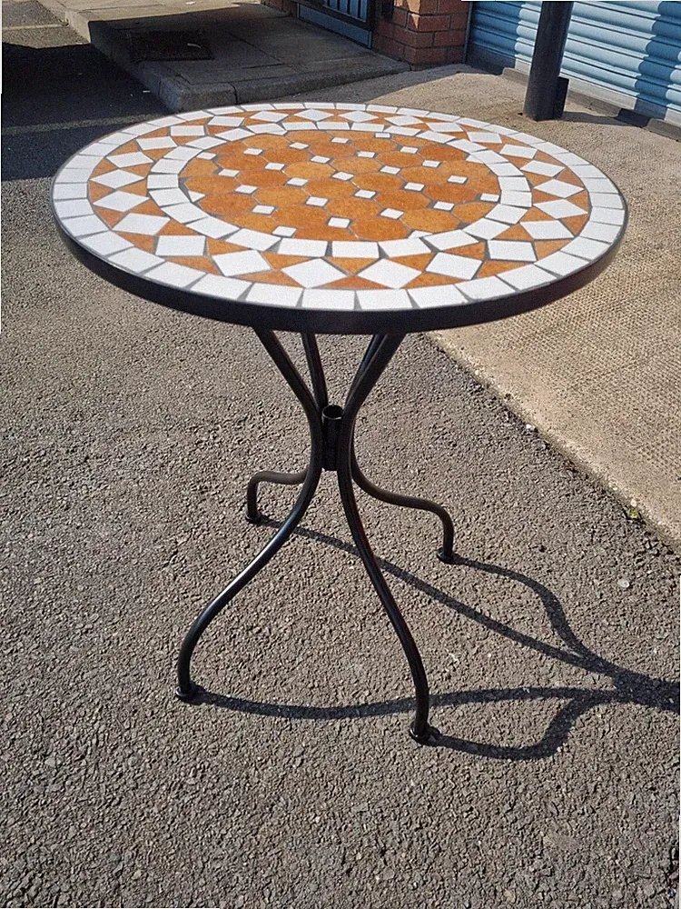 Sun time Outdoor Living 60cm Mosaik runder Bistrotisch - Metallgestell