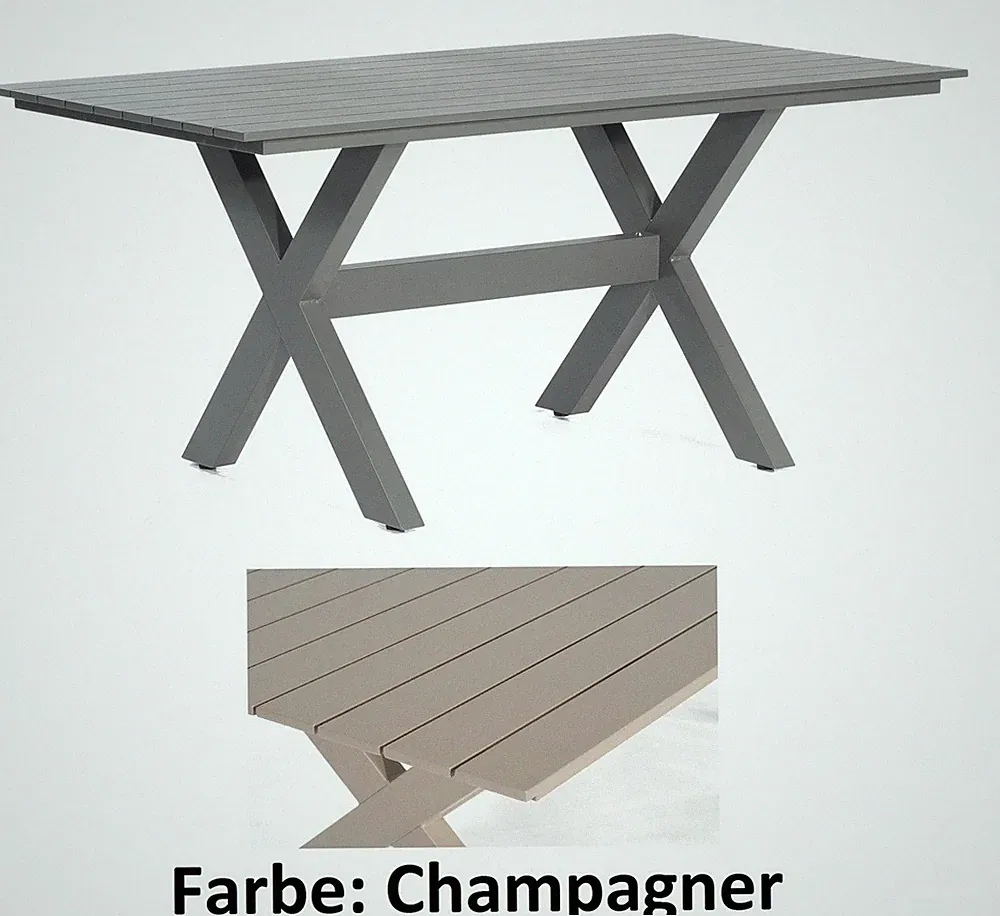 Sunny Smart Gartentisch Topas Aluminium pulverbeschichtet champagner 160x90 cm