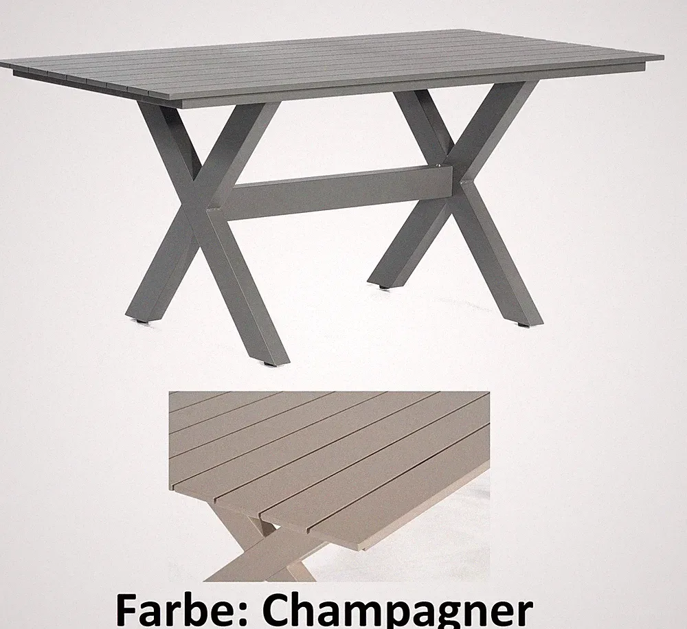Sunny Smart Gartentisch Topas Aluminium pulverbeschichtet champagner 200x100 cm