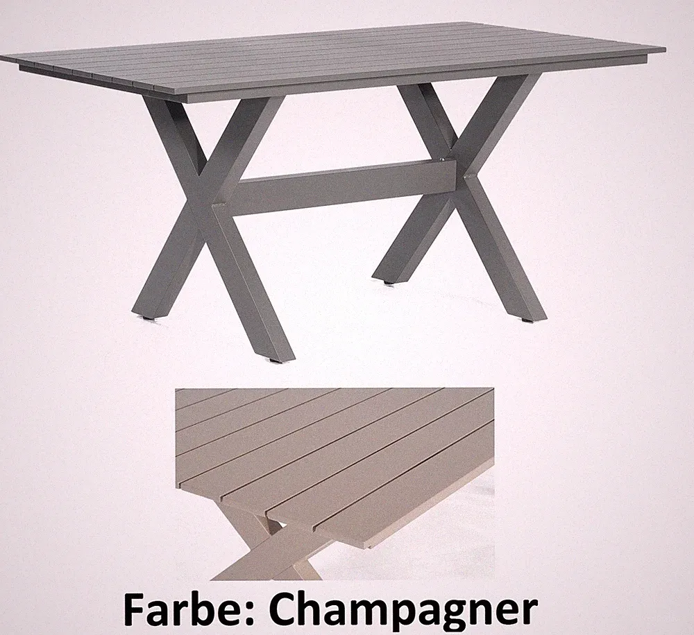 Sunny Smart Gartentisch Topas Aluminium pulverbeschichtet champagner 200x100 cm